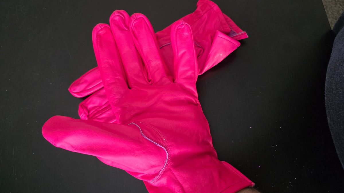 Pink - Breast Cancer Awareness Leather Work Gloves